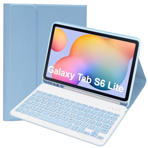 KTOITION Custodia Tastiera per Tablet Samsung Galaxy Tab S6 Lite 2024/2022/2020 10,4 Pollici, Italiano QWERTY Rimovibile Bluetooth Tastiera, Custodia con Supporto Pen per S6 Lite Tablet 10,4 (Blu)