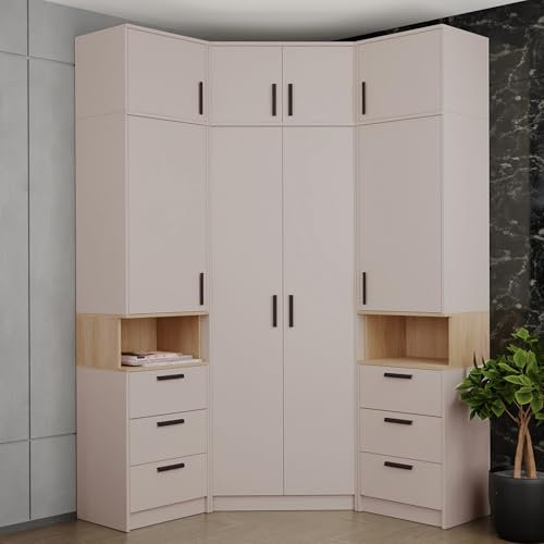 Design Möbel Kleiderschrank Gustavo Schrank Zwei Regale Kleiderschrank Holz Abschließbarer Schrank Soft-Close-Scharnieren PVC-Kanten Kleiderschrank Schlafzimmer Begehbarer KleiderschrankCaschmere