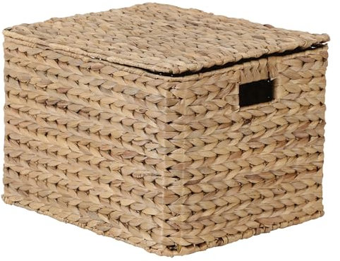Casa Moro Aufbewahrungsbox Aufbewahrungskorb 45L aus Natur Seegras Wasserhyazinthe Handgeflochten Organizer mit Deckel für Küche Kleiderschrank Bohemian TABEA L IN120
