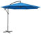 Outsunny 3(m) Garden Banana Parasol Cantilever Umbrella with Crank Handle, 8 Ribs and Cross Base for Outdoor, Hanging Sun Shade, Blue