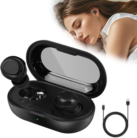 Euakee Schlaf Kopfhörer, Bluetooth Kopfhörer 5.4, Noise Cancelling Kopfhoerer in Ear, Sleepbuds Schlafkopfhörer Seitenschläfer, Mini In Ear Kopfhörer Bluetooth zum Schlafen (Schwarz)
