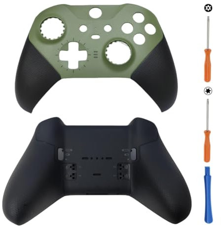 Hzxkqmil Coque de Remplacement Boîtier Avant et Arrière Étui de Couvercle Personnalisée Accessoires pour Xbox Manette Elite Series 2, Vert Armée + Noir
