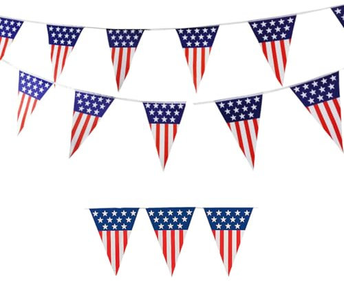 5M American Flag Bunting,Independence Day 4th of July Decorations 20 Triangle USA America Flag Bunting Banner,America Pennant Flag Stars Stripes Garland for Memorial Day 4th July Party Decorations