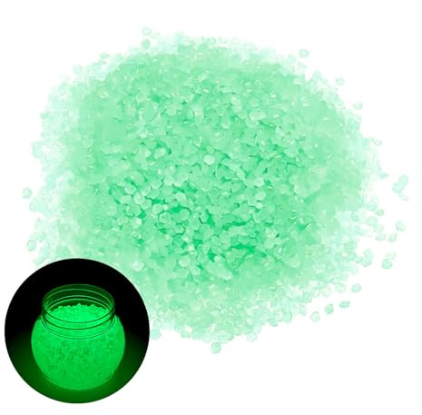 KLINNA 10000 Stück Bunte Leuchtsteine – Fluoreszierender Kleiner Sand & Leuchtende Kieselsteine für Garten, Aquarium Deko, Miniteich(Türkis)
