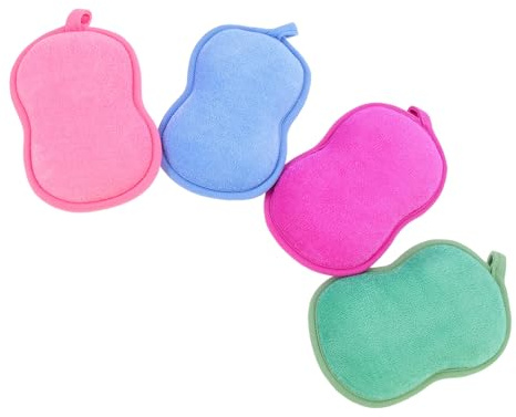 HONITANO 4pièces Lot De Éponges De Bain Pour Garçon Fille Et Adultes Et Absorbantes Pour Exfolier Et Nettoyer La Peau