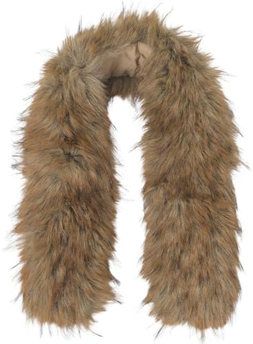 GORGECRAFT 12*81cm écharpe en Fausse Fourrure Garniture de Capuche Amovible en Fausse Fourrure de Chameau Cache Cou Châle Fourrure Artificielle Garniture en Chenille Manteau D'Hiver Veste Parka Noël