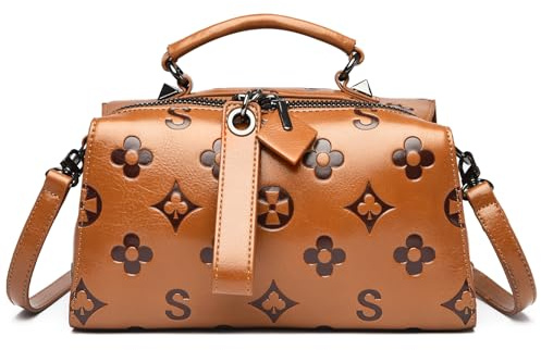 Travistar Blumen Handtasche Damen Klein - Geprägtes Leder Top Handle Handtaschen Kleine Umhängetasche Damen Schultertasche