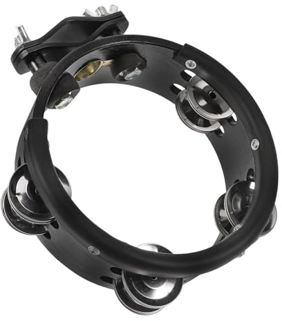 KAILIKETIY Robustes Tamburin Handglocken Hi Hat Tamburin aus Metall und Holz 6 Zoll Klemmbare Trommel Hi Hat Erweiterung für Schlagzeug Vielseitiges Perkussionsinstrument für Musiker