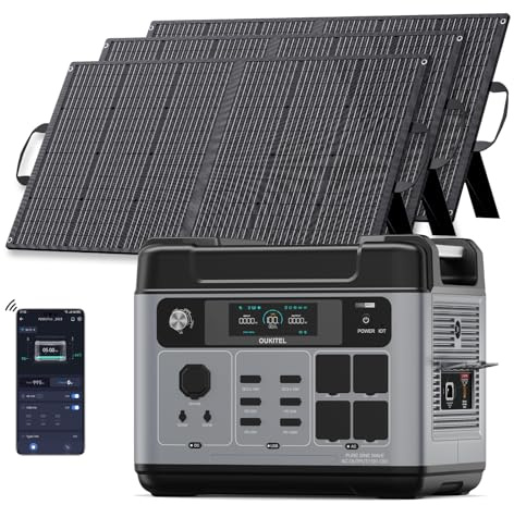OUKITEL P2001 Pro 3200W (pico de 6400W) Con panel solar de 3×100W, generador solar de 2048Wh con batería LiFePO4,carga rápida de CA de 1800W, estación de energía portátil para camping y autocaravanas