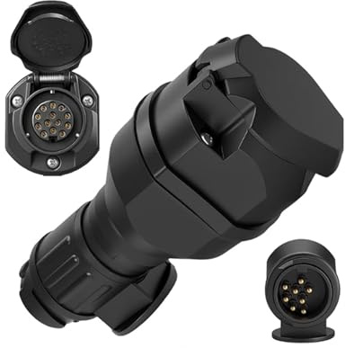 13 Pol Anhänger Adapter 13 Polig | LED Adapter 12V Steckdose ISO 11446 Wasserdicht Stecker 13 Polig mit LED-Beleuchtung für Wohnwagen PKW Trailer