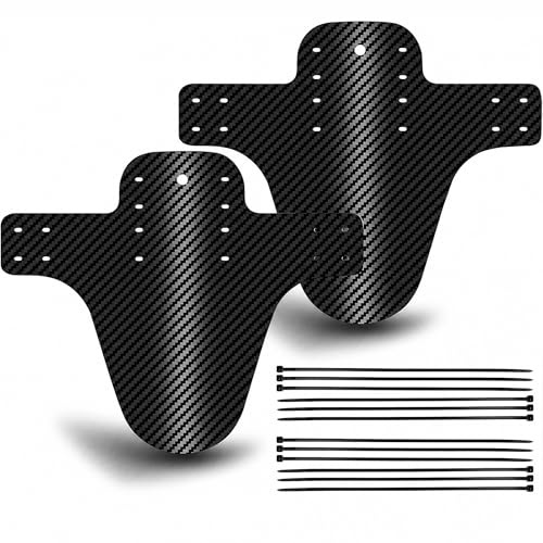 AIENYOU 2 Garde-Boue VTT Avant et Arrière, Protection Anti-Projections | Fabriqués en PP noir avec aspect fibre de carbone, compatibles avec les VTT et vélos équipés de roues de 20 à 29 pouces