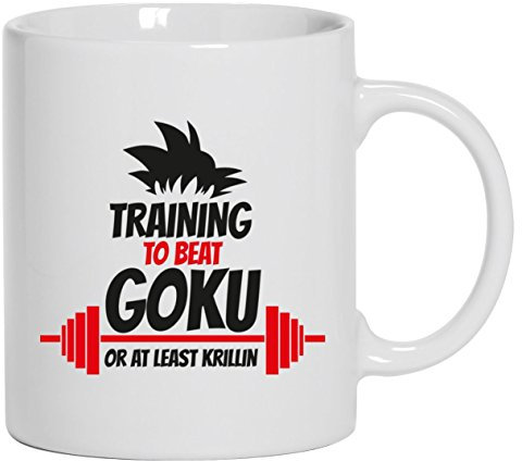 Training To Beat Goku Or At Least Krillin, Kaffee Becher mit Motiv bedruckte Tasse Mug Kaffeebecher, Größe: onesize,Weiß