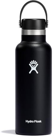 Hydro Flask - Water Bottle 532 ml (18 oz) - Vacuum Insulated Stainless Steel Water Bottle with Leak Proof Flex Cap and Powder Coat - Standard Mouth - Black
