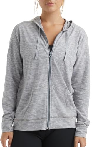 Hanes womens Slub Jersey Hoodie Shirt, Dada Gray Pe Heather, Medium US