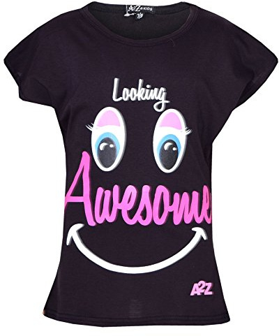 A2Z 4 Kids Girls Baby Print Top - Looking Awesome Top Black 7-8