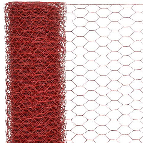 Tidyard Drahtgeflecht Stahl mit PVC-Beschichtung | Sechseckig Maschendraht | Gartenzaun Volierendraht Sechseckgeflecht | Maschenweite 25 mm 25 x 1 m Rot