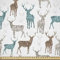 ABAKUHAUS Hirsch Gewebe als Meterware, Altes Text-Tier-Weihnachten, Dicht Gewebter Stoff zum Nähen Polster Wohnaccessoires, 3M (148x300cm), Türkis Beige Braun