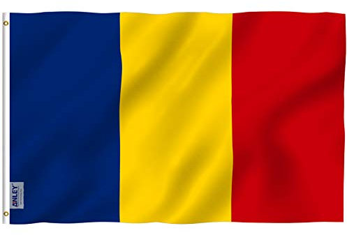 Anley Fly Breeze 3x5 pies Bandera de Rumania - Color Vivo y Resistente a la decoloración UV - Encabezado de Lona y Doble Costura - Banderas rumanas Poliéster con Arandelas