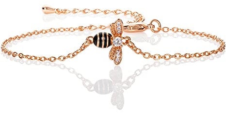 namana Hummel-Armband für Damen, niedliches Armband für Frauen mit Zirkonia und schwarzer Emaille, Hummel-Schmuck, Geschenke für Frauen., 6 inches, Zirkonia