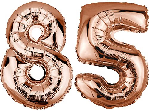 DekoRex Folienballon Rosegold 82cm Geburtstag Jubiläum Hochzeit Deko (Zahl 85)
