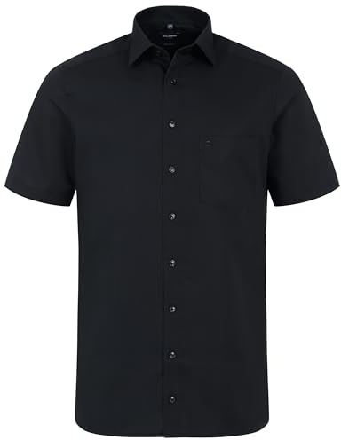 OLYMP Hemd Halbarm Luxor, Modern Fit, Bügelfrei, Knitterfrei, 100% Baumwolle, New Kent Kragen, Kurzarm 1/2