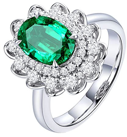 Dsnyu Ring Silber 925 Damen Personalisiert Freundschaftsringe Beste Freundin 2ct Labor Erstellt Smaragd Zirkonia Freundschaftsringe aus Gold 49 (15.6)