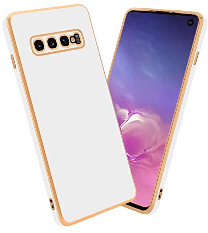 Cadorabo Hülle kompatibel mit Samsung Galaxy S10 Plus Schutzhülle TPU Silikon Case Liquid Design mit Kameraschutz Slim Kratzfest Weiche Gummi mit Rundumschutz Case Hülle für Galaxy S10 Plus in Weiß
