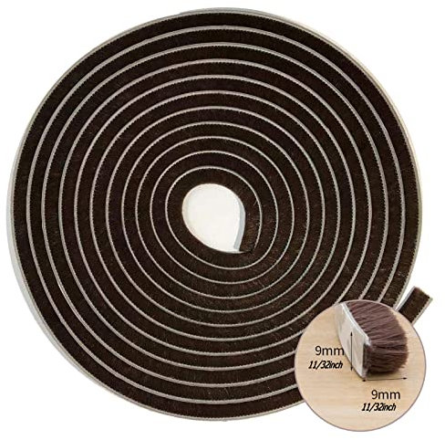 Spazzola per finestra scorrevole laterale della finestra, sigillanti per porte e porte (24,4 m x 11/32 cm x 24,4 m x 32 cm, marrone)