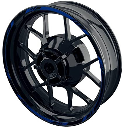 One-Wheel, Premium Felgenrandaufkleber Motorrad passend für Kawasaki, Suzuki, Honda, Yamaha, KTM, BMW etc, Motiv: V1 B, Felgenrandaufkleber GP, Wheelsticker, Farbe: blau