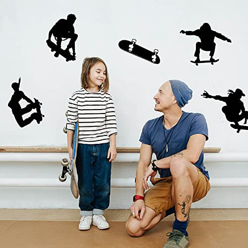 SUPERDANT Skateboard Junior Aufkleber Skateboard Silhouette Wandaufkleber Vinyl Transfer Aufkleber Schwarz Sportliche Junior Wandaufkleber DIY Dekor Für Skateboard Club Skateboard Shop Dekoration