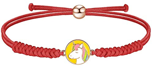 JENDEAR SHINE Bracciale Unicorno per Donna Ragazza, Bracciale Portafortuna in Corda Intrecciata, Regali di Compleanno per Donne ragazze sorelle Amici