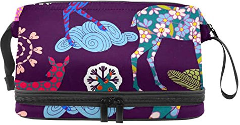 Unisex Kulturbeutel Reise Dopp Kit, Aufbewahrungsbeutel mit Griff für Kosmetik Toilettenartikel Bürsten Werkzeuge,Weihnachtsschneeflocke Rotwild Weinlese Japaner