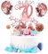 Tortendeko 70 Geburtstag Männer Frauen 17 Pcs Cake Topper Happy Birthday Kuchen Dekoration 70 Geburtstag Torten Topper Deko mit geburtstagskerzen Sternen Konfetti-Luftballons und Papierfächer Roségold