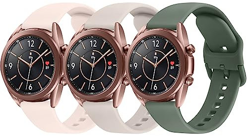 Vancle 3Pack für Samsung Galaxy Watch 3 41mm Armband Damen Herren,Silikon Sport Ersatzarmbänder Uhrenarmband für Samsung Galaxy Watch 3 Armband 41mm(Starlight/Rosa/Avocadogrün)