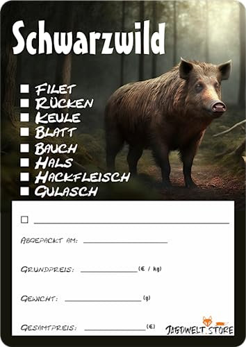 Wildbret Etiketten zur Kennzeichnung von Wildfleisch 6 x 9 cm Schwarzwild Foto (100)