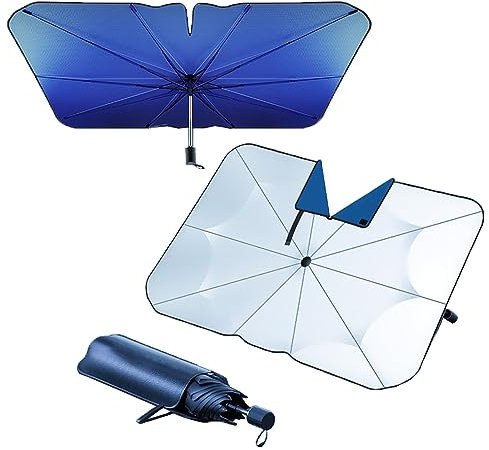 Parasol Coche Delantero,140x79cm Parasol Plegable Coche Anti UV Rayos,Sombrilla Paraguas del Coche Lunas Delanteras, Sombrilla para Coche Parasol Parabrisas para Mayoría de Coches, SUV, Camiones