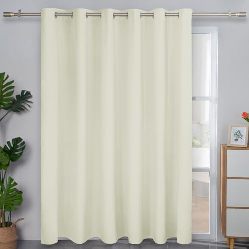 Easy-Going Linen Textured Blackout Curtain 100x84 Inch 1 Panel Door Curtain | Thermal Insulated Room Darkening Panel, Light Blocking Privacy Curtain for Sliding Glass Door, Bedroom and Living Room, Ivory