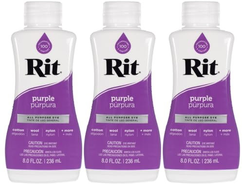 Rit Dye - Tinte líquido para telas de 8 onzas para ropa, decoración y manualidades, color morado (paquete de 3)