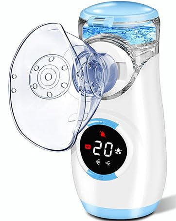 Inhalationsgerät mit Digitaler Anzeige, Inhaliergeräte für Erwachsene und Kinder, Inhalator Inhaliergerät Vernebler mit Gesichtsmaske & Mundstück, Ultraleicht Klein, Leicht zu Tragen (Blau)