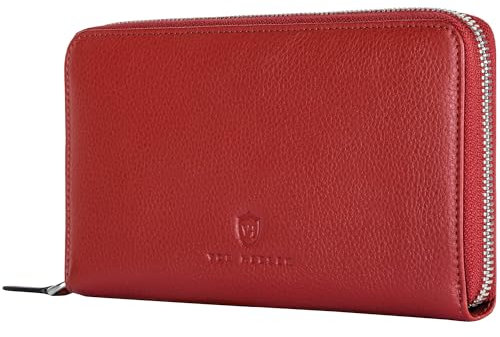 VON HEESEN Leder Geldbörse mit RFID-Schutz - Portemonnaie für Damen & Herren aus echtem Leder - Wallet mit Münzfach - Geldbeutel für Frauen und Männer in Rot