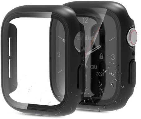 BERSEM [2 PièCes Étui PC Étanche avec Protecteur D’écran en Verre Trempé Compatible avec Apple Watch Se/Series 6/ Series 5/ Series 4 40mm, Protection Complète, Imperméable, Haute Transparence.