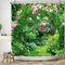 ASDCXZ Garten Duschvorhang 240x180 cm, Frühling Garten im Freien Rose Blumen Grün Blätter Sonnenschein Bad Waschbar Duschvorhänge Polyester Textil Wasserdicht Badevorhang für Badewanne mit 12 Haken