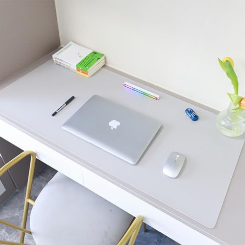 Schreibtischunterlage aus PU-Leder, wasserdicht, Mauspad, Schreibblock, rutschfest, große Laptop-Tastaturmatte, Schreibtischunterlage (Weiß, 80 x 50 cm)