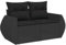 vidaXL Canapé de Jardin avec Coussins 2 Places, Siège avec Dossier et Accoudoir, Meuble de Patio Terrasse Extérieur, Noir Résine Tressée