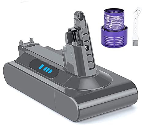 BATTOOL V10 Akku 25,2V 6000mAh Ersatzakku für Dyson V10 Animal V10 Absolute V10 Motörhead V10 Tier V10 Fluffy V10 Motorhead Akku-Staubsauger (1 Filter + 1 Bürste)