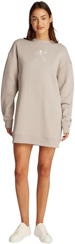 Calvin Klein Hoodie Mujer Embroidered Monologo Crew sin Capucha, Gris (Atmosphere), S