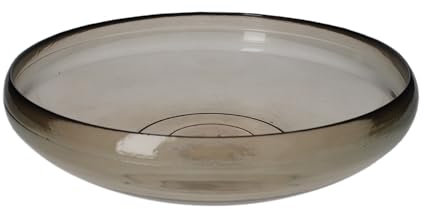 Keyhomestore - Centro de mesa Cactus fabricado en cristal reciclado, color gris ahumado transparente, diámetro 35 cm y altura 9 cm, ideal como decoración para interiores.