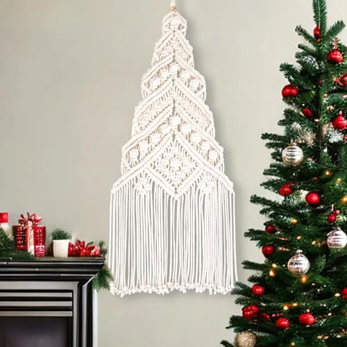 ORIGACH 105x50 cm DIY Macrame Christmas Tree Wall Hanging kit Hand Woven Christmas Tree tapestry Set for Beginners Adults with Step by Step Video Tutorials Instruction for Christmas Ornaments