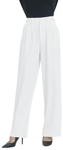 Tronjori Pantaloni da Donna a Vita Alta Casual - Gamba Dritta da Lavoro per Ufficio con Elastico in Vita