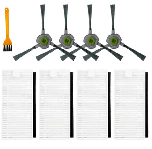 FUBESK 9 piezas de repuesto para robot aspirador para Lefant U180, M210 Pro, M201 L3 con 4 cepillos laterales, 4 filtros, 1 cepillo de limpieza